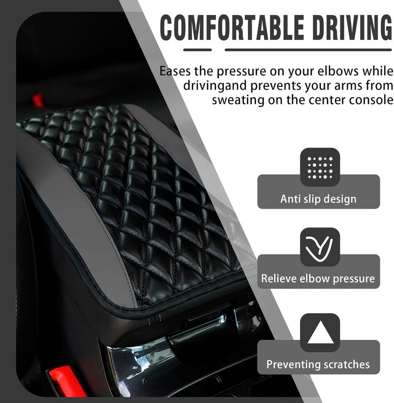 Couslcd Auto Center Console Pad, Universal Waterproof Armrest Seat Box Cover, Car Interior Accessories, Leather Auto Armrest Cover Protector for Most Vehicle, SUV, Truck (Gray) - Image 4